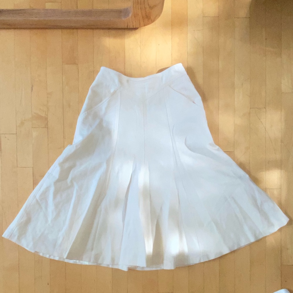 Liz Claiborne Cream Midi 100% Wool Skirt